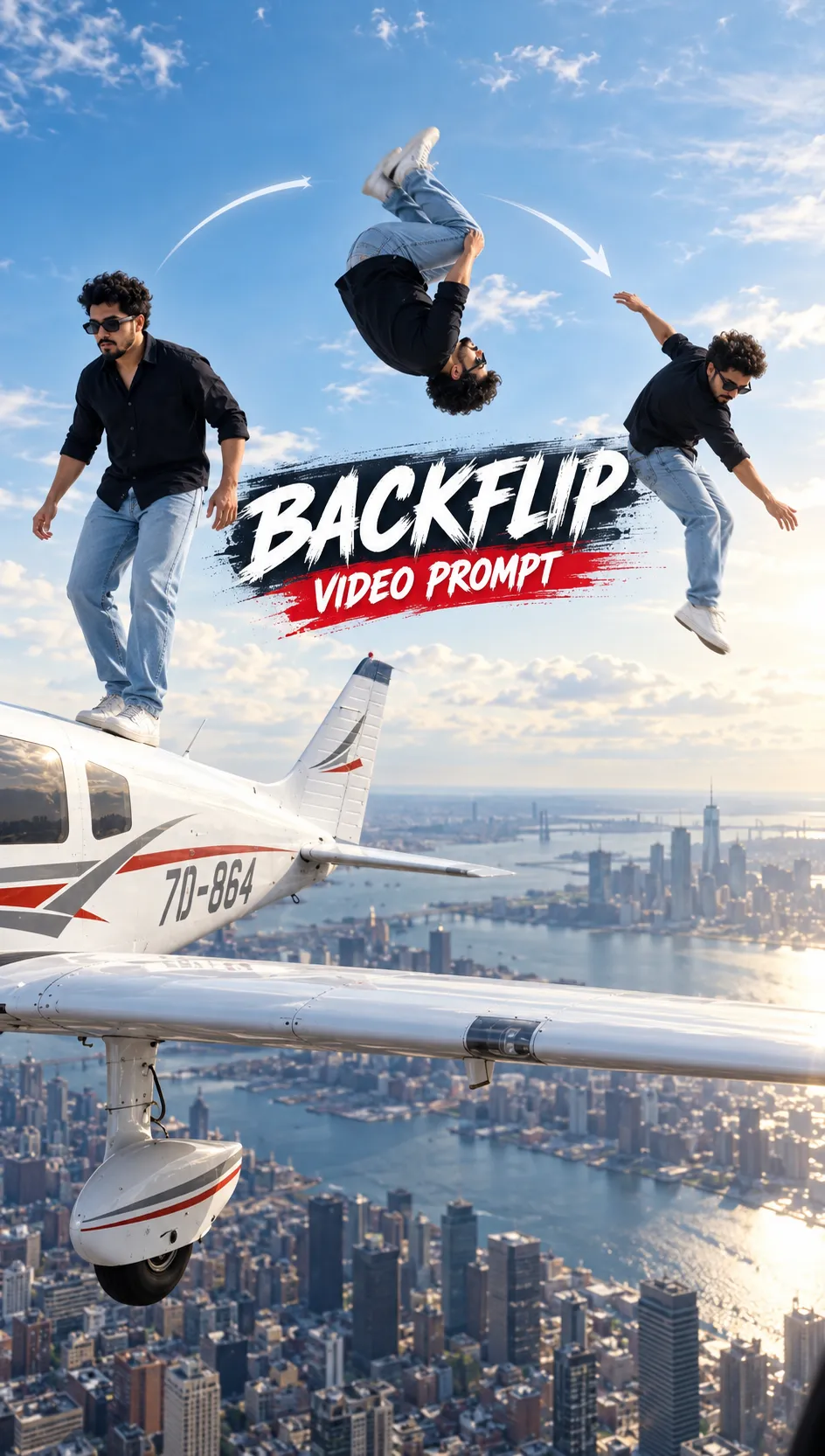 Backflip Over Plane Video Prompt - Video Prompt AI Prompt
