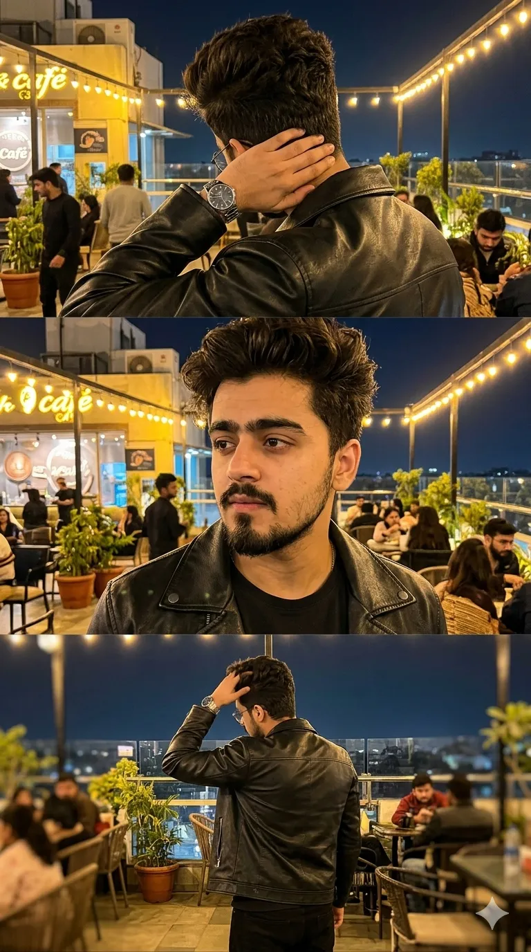 Cafe Night Burst Portrait - Free Potrait AI Prompt