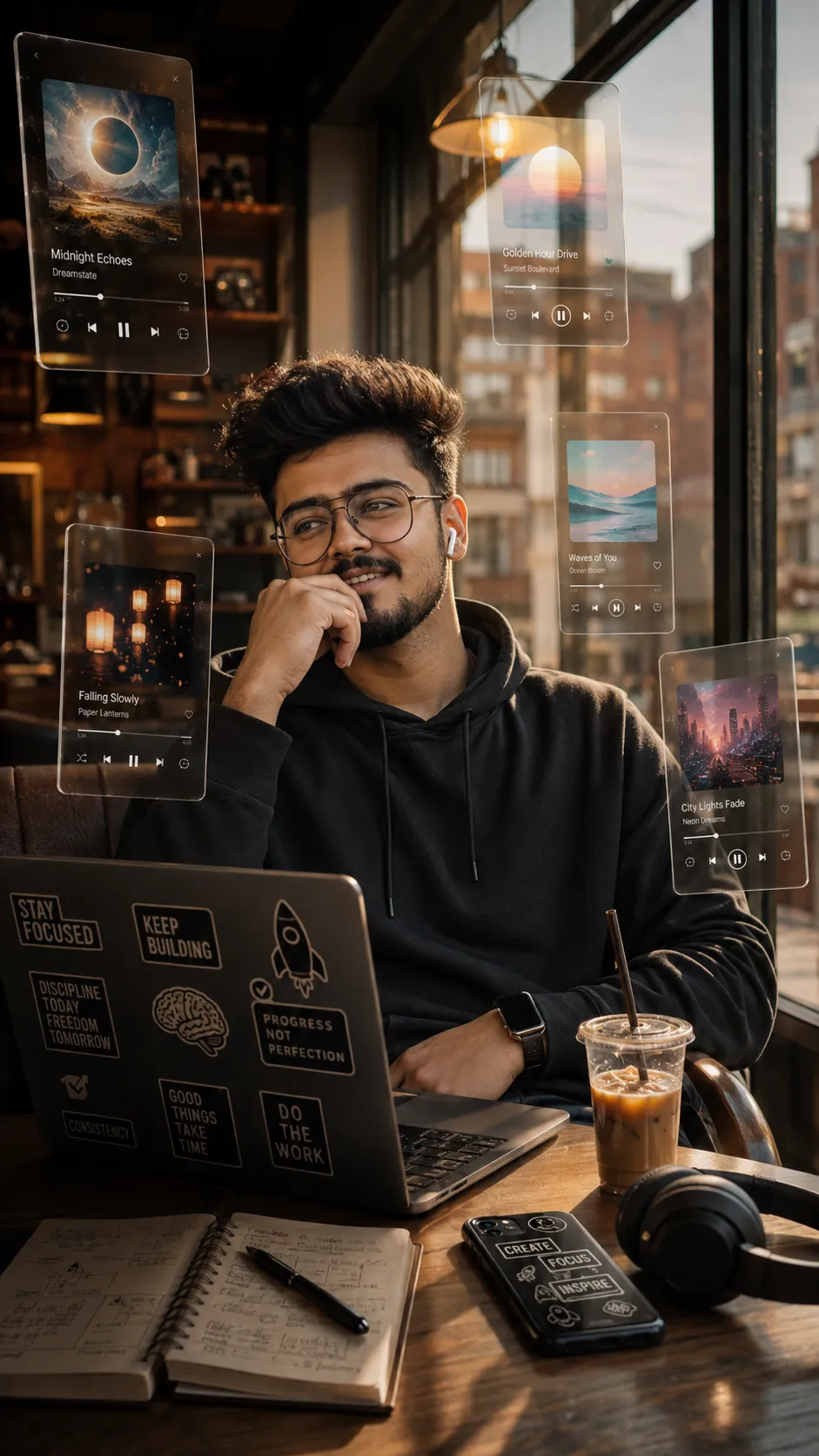 Cafe Workspace Photo Create Prompt - Free Work AI Prompt