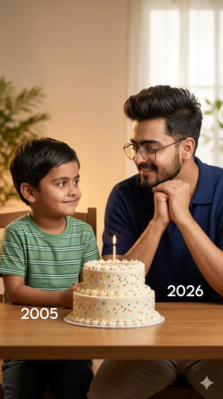 Childhood vs Present Portrait AI Prompt - Free Portrait AI Prompt