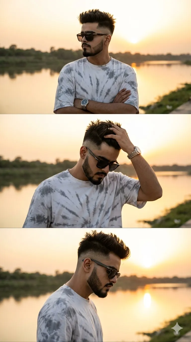 Cinematic Triptych Portrait Sunset - Free Potrait AI Prompt