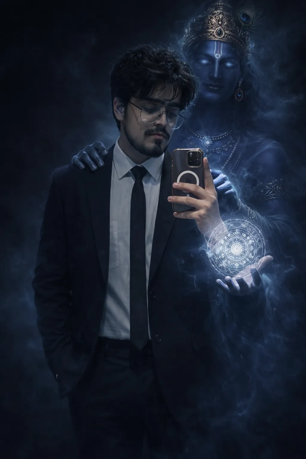 Divine Krishna Protection Portrait - Spritual AI Prompt