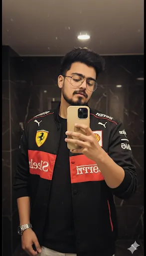 Ferrari Jacket Mirror Portrait - Potrait AI Prompt