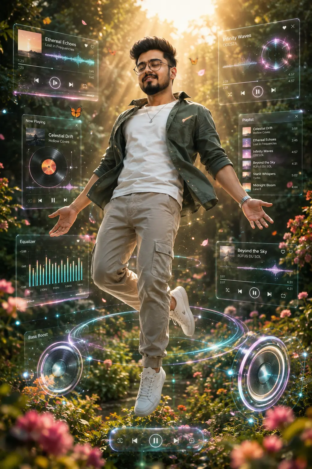 Floating Music AI Photo Prompt - Free Cinematic AI Prompt