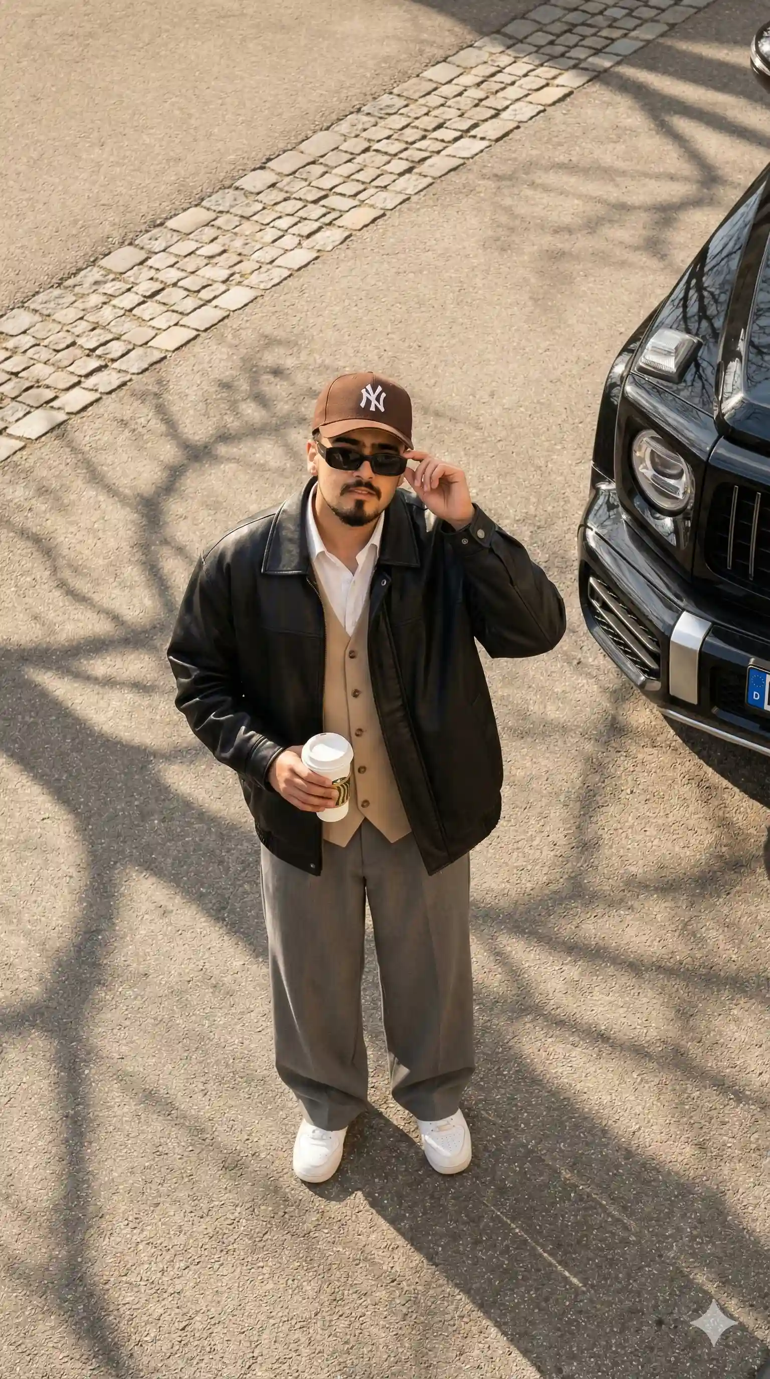 High-Angle Street Editorial - Fashion AI Prompt