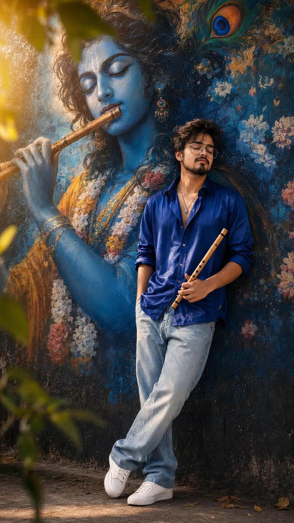 Krishna Mural Portrait Prompt - Spiritual AI Prompt