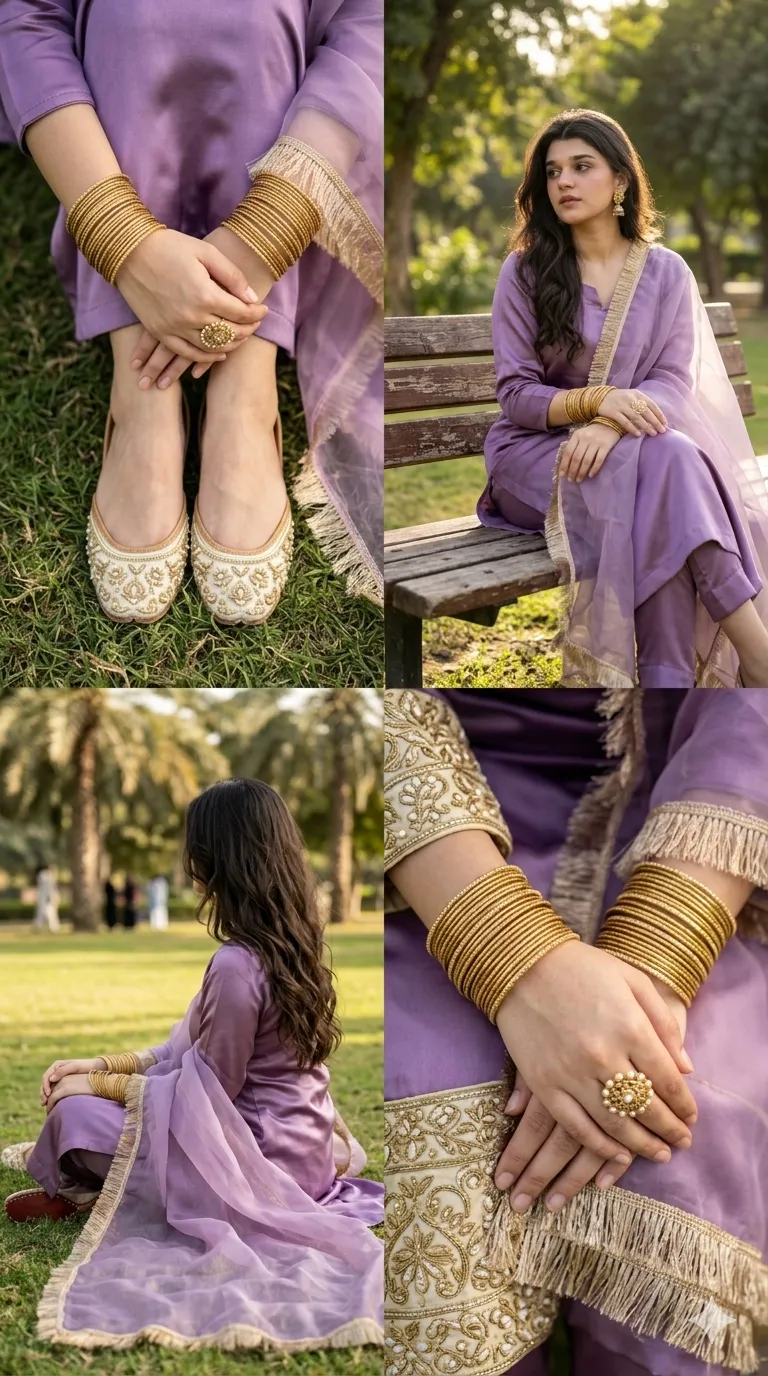 Lavender Ethnic Park Collage - Free Fashion AI Prompt