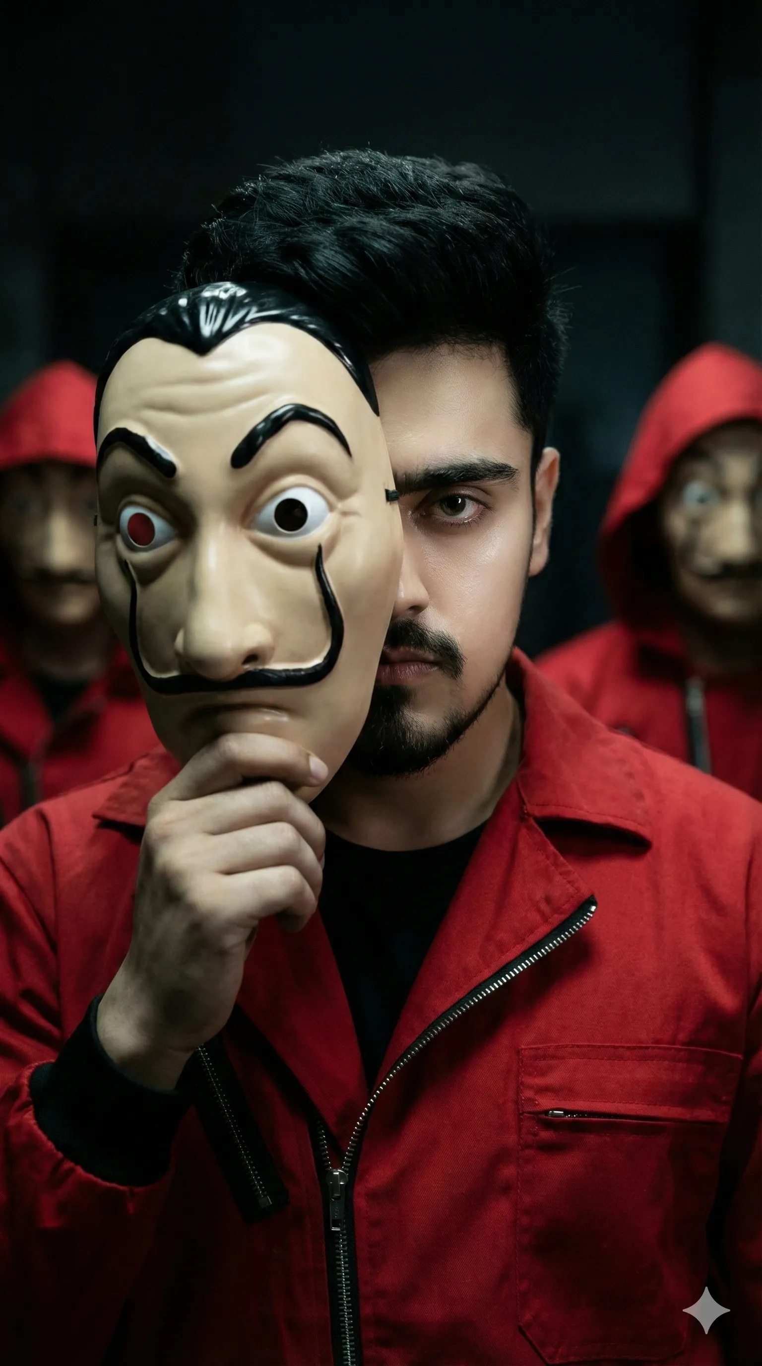 Money Heist Mask Potrait - Cinematic AI Prompt