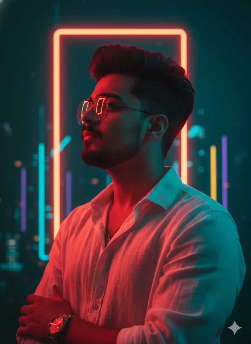 Neon Cinematic Side Profile - Cinematic AI Prompt