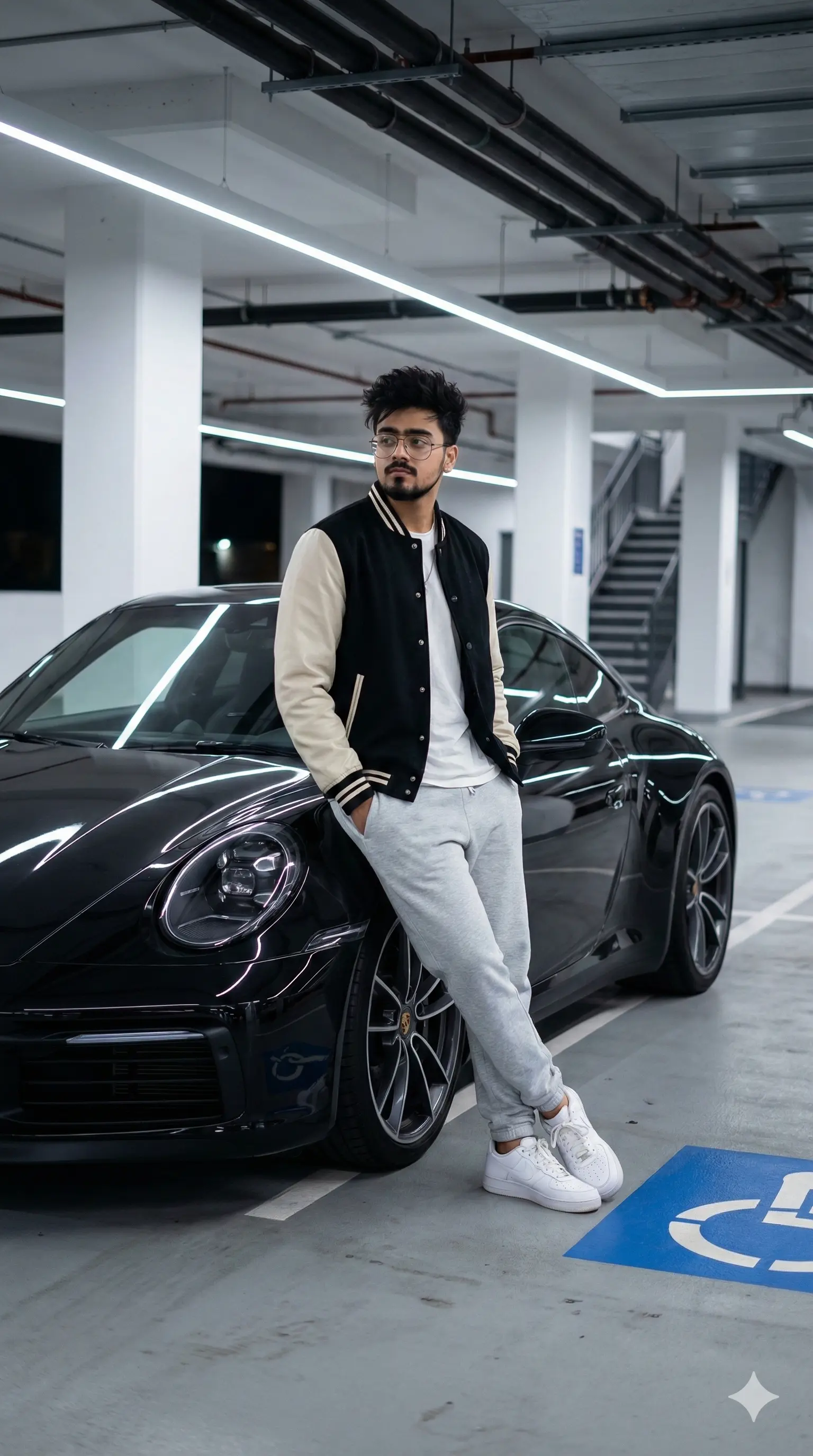 Parking Garage Porsche Portrait - Car AI Prompt