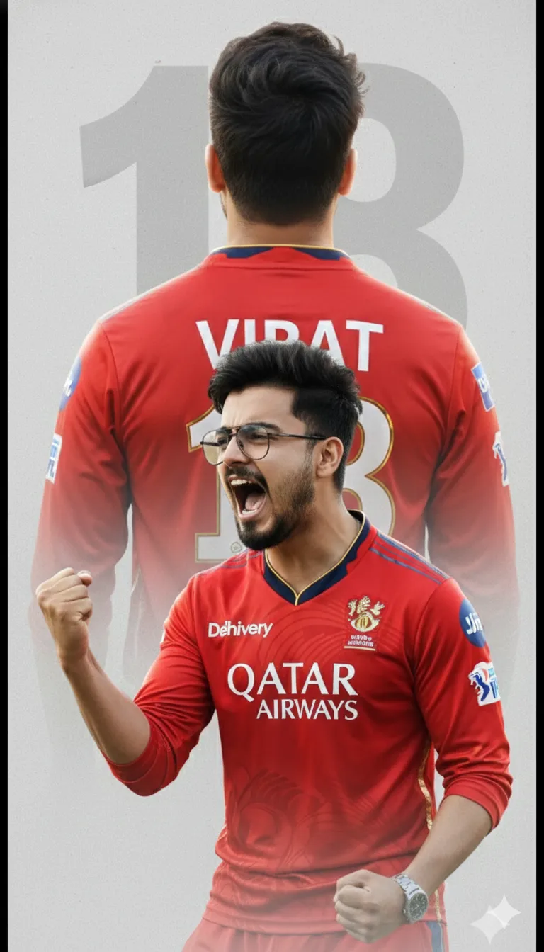 RCB Victory Double Exposure - Sports AI Prompt